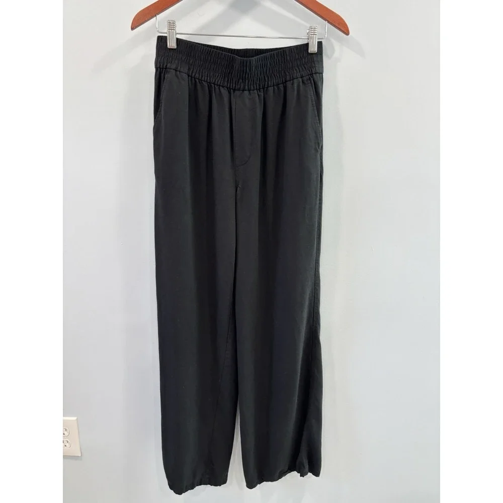 Madewell Black Wide Leg Pull On Pants Size Small Tall Viscose Lyocell Trousers - Picture 3 of 11